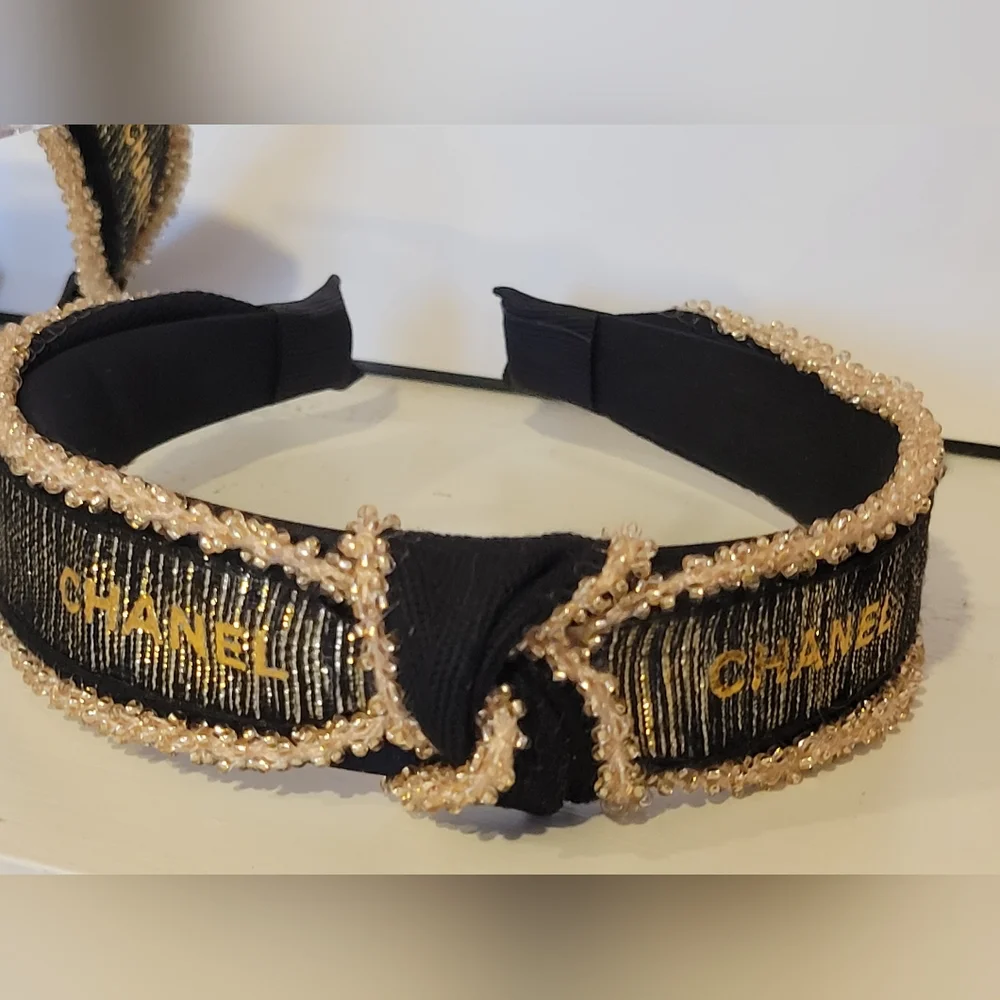 Chanel Holiday Gold/Black Shimmer Ribbon,unbranded headband - Picture 3 of 6